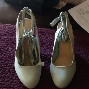 Mint green pumps
